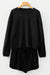 Ensemble short et pull à épaules tombantes en tricot texturé de couleur unie noir