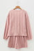 Ensemble short et cardigan en tricot torsadé rose Gossamer à col en V