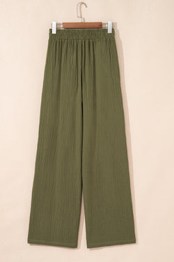Jungle Green Textured Fit Trawstring High Tae Pantal