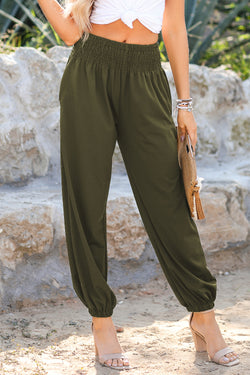 Jungle Green Smocked High TAILLE JOGGERS