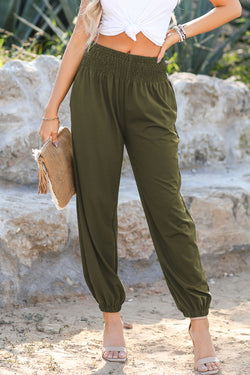 Jungle Green Smocked High TAILLE JOGGERS