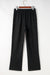 Black Solid Color Fleece Lined Drawstring Waist Casual Pants