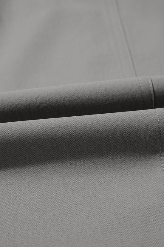 Black Solid Color Drawstring Elastic Waist Casual Loose Pants