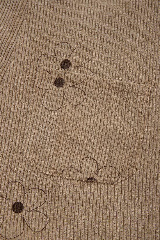 Mutura de la pana de estampado de flores caqui