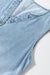 Beau Blue Light Lave Split Split Neck sin mangas Cambray Vestido