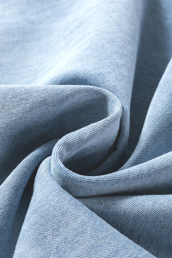 Beau Blue Light Lave Split Split Neck sin mangas Cambray Vestido