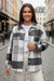 Pink Plaid Color Block Buttoned Long Sleeve Jacket with Pocket