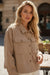 Dark Khaki Textured Chest Pocket Button-up Shacket