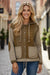 Beige Quilted Textured Patchwork Loose Fit Hooded Jacket