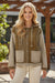 Beige Quilted Textured Patchwork Loose Fit Hooded Jacket
