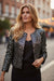 Black Sequined Open Front Cropped Jacket