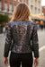 Black Sequined Open Front Cropped Jacket
