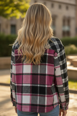 Black Plaid Colorblock Loose Shacket