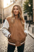 Mist Green Corduroy Fleece Patchwork Buttoned Bomber Jacket