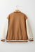 Mist Green Corduroy Fleece Patchwork Buttoned Bomber Jacket