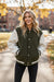 Mist Green Corduroy Fleece Patchwork Buttoned Bomber Jacket