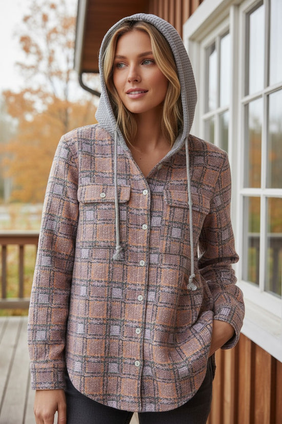 Contrasta a plaid Ploid Cavatta con cappuccio con cappuccio