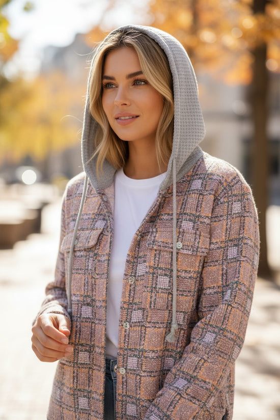 Contrasta a plaid Ploid Cavatta con cappuccio con cappuccio