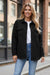 Black Retro Quilted Flap Pocket Button Shacket