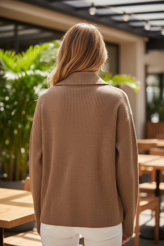 Dark Khaki Solid Color Corduroy Buttoned Long Sleeve Shacket