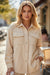 Dark Khaki Solid Color Corduroy Buttoned Long Sleeve Shacket