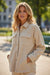 Dark Khaki Solid Color Corduroy Buttoned Long Sleeve Shacket