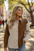 Brown Color Block Chest Pockets Buttoned Corduroy Shacket