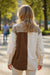 Brown Color Block Chest Pockets Buttoned Corduroy Shacket