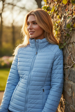 Myosotis Solid Color Quilted Zip-up Puffer Jacket
