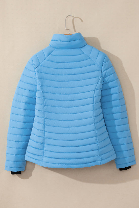 Myosotis Color Solid Color acolchoado Zippuffer Jaqueta