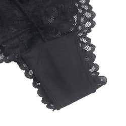 High-Waist Black Lace Panty with Faux Leather Belt