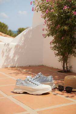 Scarpe in tela a blocchi di colore leopardo multicolore