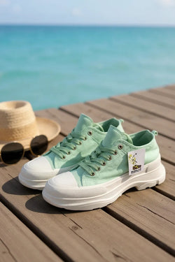 Tênis unissex baixo-Celeste Green
