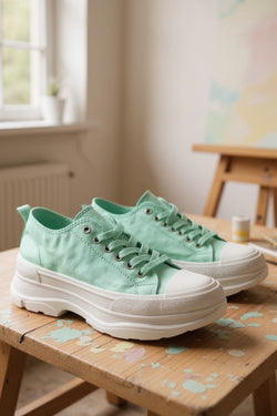 Tênis unissex baixo-Celeste Green