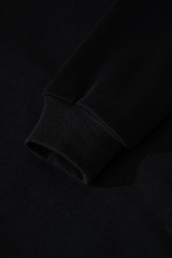 Black Solid Collared Sweatshirt and High Waist Pants Active Set