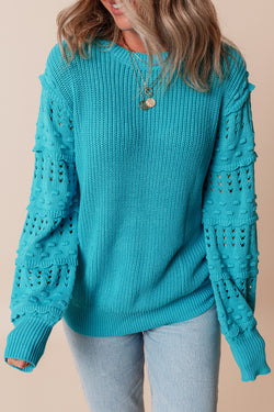 Maglione a bolla con occhiello arruffato turchese