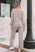 Gray Morn Varsity Striped Detail Crewneck Pullover Elastic Sweatpants 2pcs Outfit