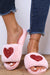 Pantuflas de felpa sin cordones en forma de corazón con lentejuelas rosas