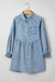 Mini abito in camicia di jeans svasata con polsini smock blu Beau