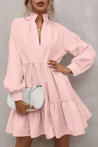 Vestido de travamento de manga comprida rosa de suporte de suporte rosa