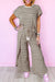 Black Stripe Rainbow Tee Tasseled String Wide Leg Pants Set