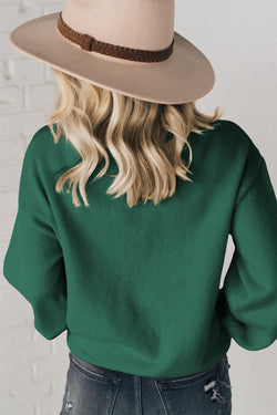 Suéter casual casual de miçangas verde e verde enegrecido