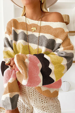 Maglione con spalla a strisce a strisce rosa a strisce a strisce a strisce
