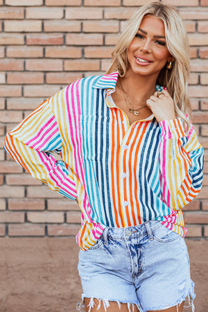 Orange Stripe Multicolor Drop Bounder Shirt