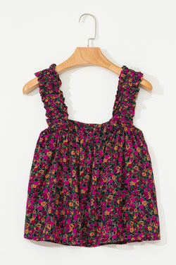 Rose boho tiras con tiras camiseta de tanque floral
