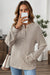 Haut en tricot Henley rose à épaules tombantes et texture côtelée