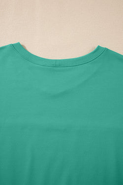 Meadow Mist Green Solid Sole Lo suelto V Neck Media manga y pantalones pantalones cortos