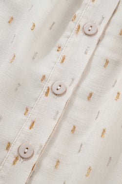 Beige Metallic Jacquard Short Sleeve Shirt
