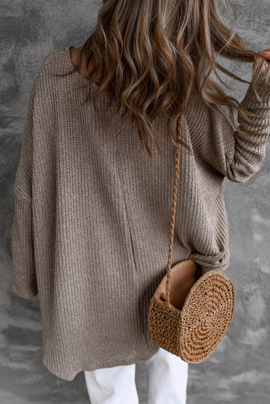 Sleeve Dolman Slouchy Grey High Low Swater