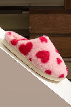 Zapatillas peludas de invierno con forma de corazón de San Valentín rojo ardiente